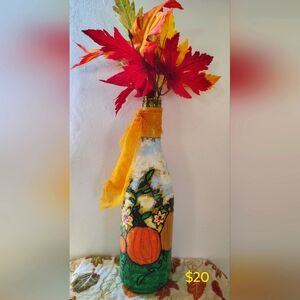 Wine bottle hand painted